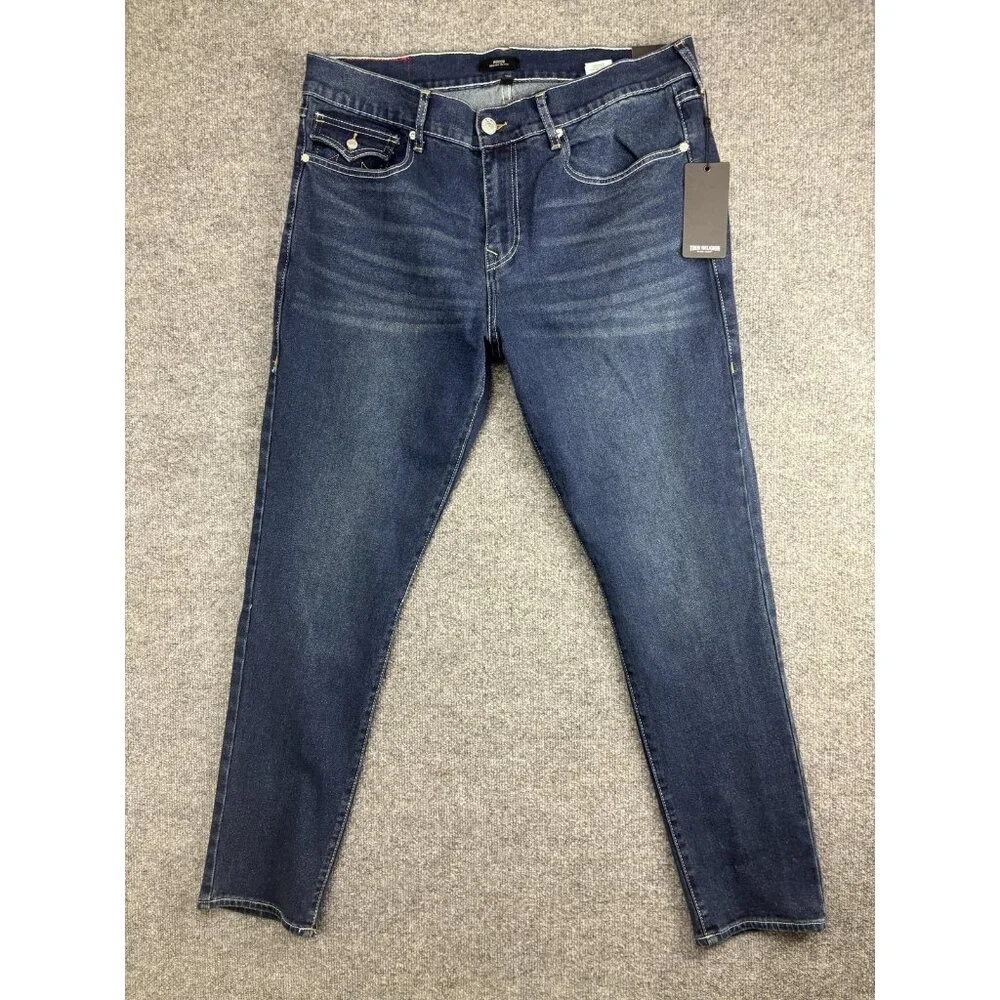 True‎ Religion Rocco Relaxed Skinny Jeans Mens 36x31 Dark Blue Stretch Denim